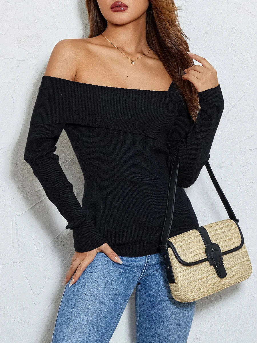 Πλεκτή Μπλούζα Με Έναν Ώμο