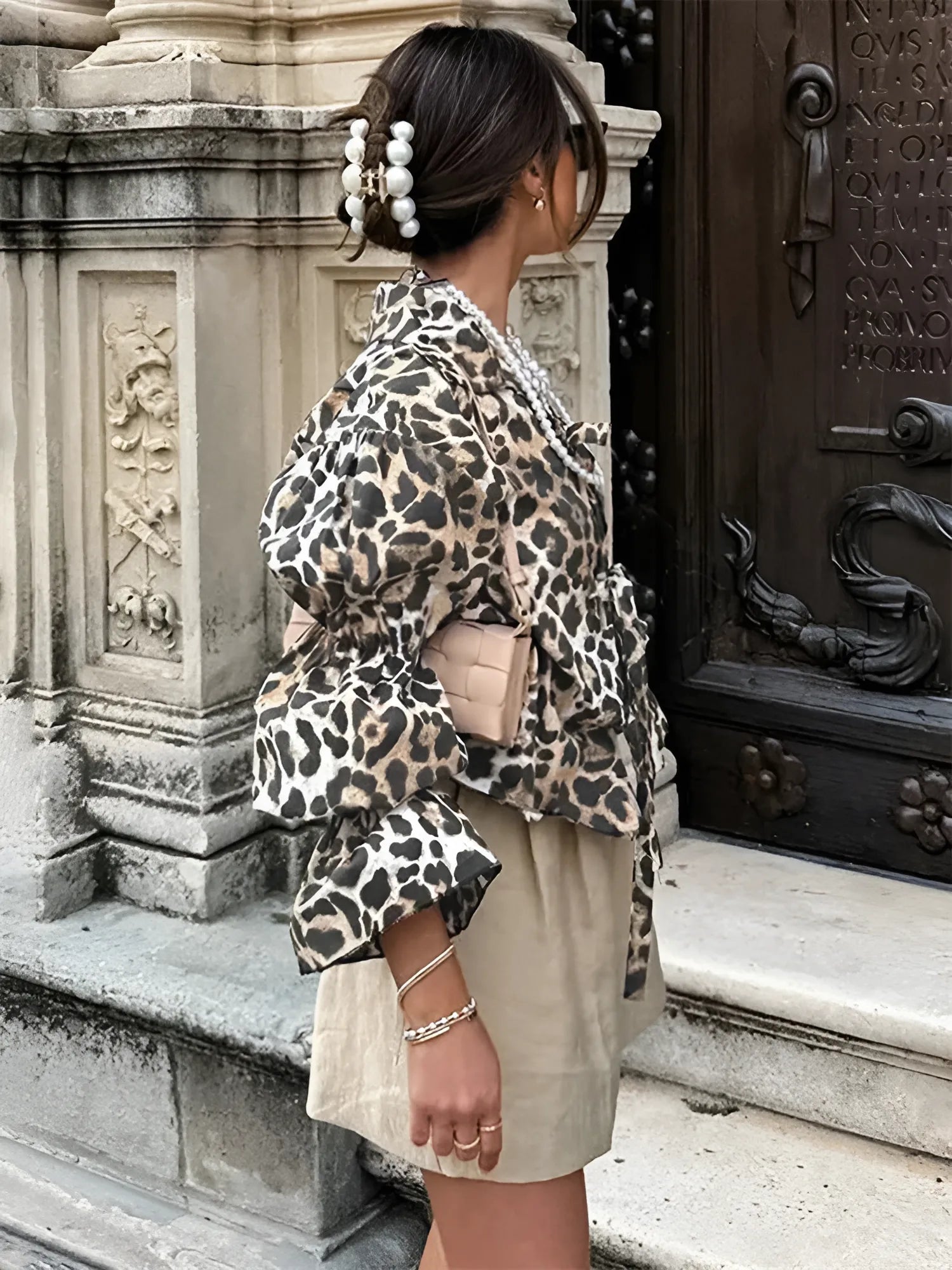 Μπλούζα Με Λεοπάρ Στάμπα Και Δετό