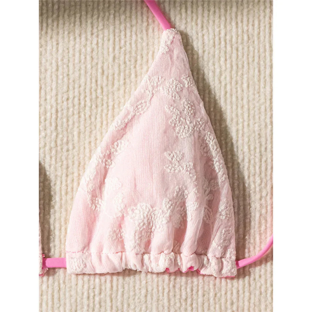 Μπικίνι Με Κέντημα Και Ψηλό Κόψιμο Halter