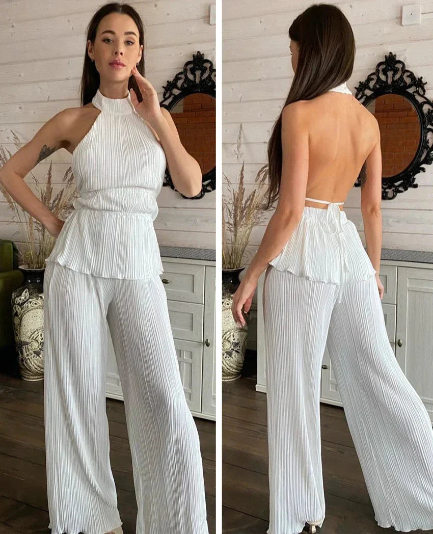 Σετ Παντελονιού Με Δέσιμο Στο Λαιμό Και Λεπτομέρεια Στην Πλάτη