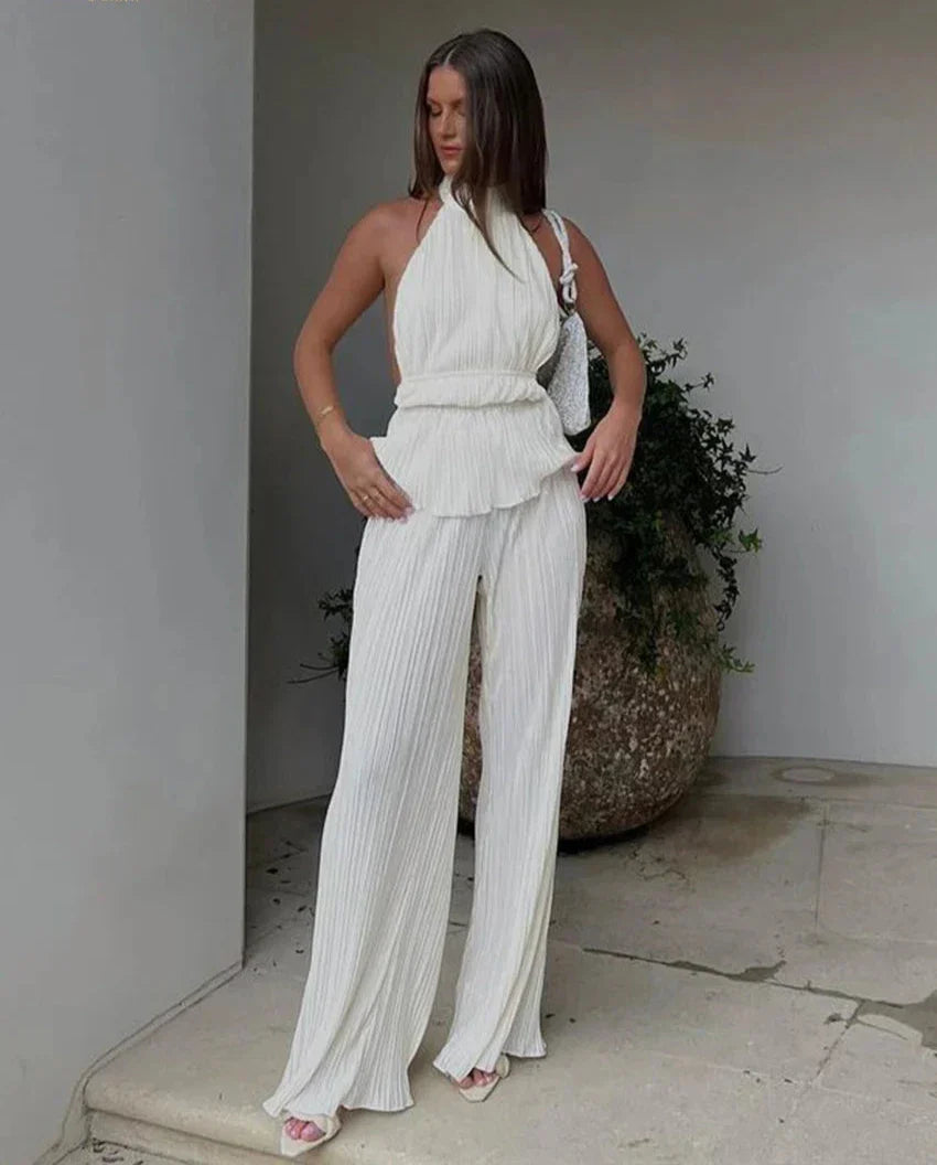 Σετ Παντελονιού Με Δέσιμο Στο Λαιμό Και Λεπτομέρεια Στην Πλάτη