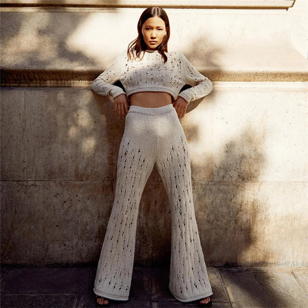 Σετ Δύο Τεμαχίων Παντελόνι Και Μπλούζα Με Ξεφτισμένες Λεπτομέρειες