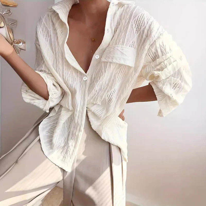 Πουκάμισο Oversize Με Αυτοσχέδιο Σχέδιο