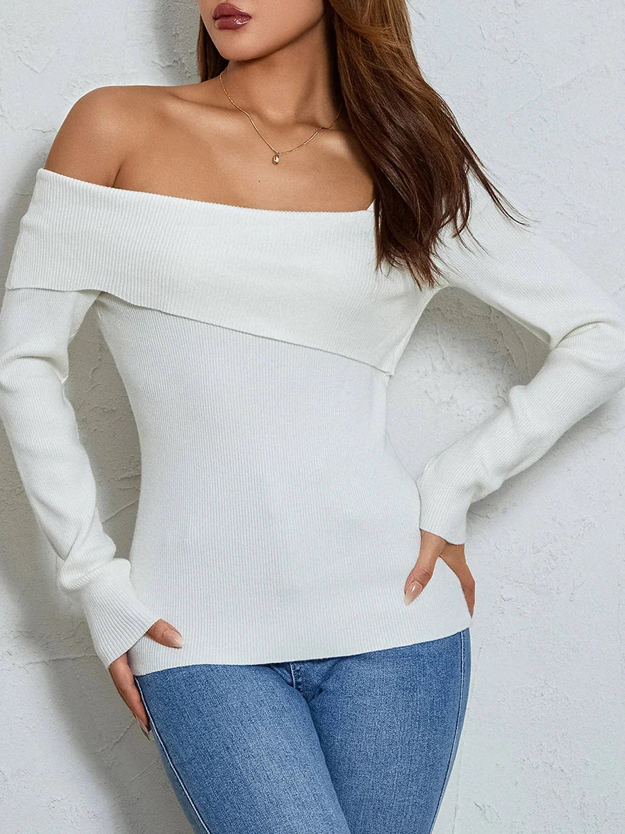 Πλεκτή Μπλούζα Με Έναν Ώμο