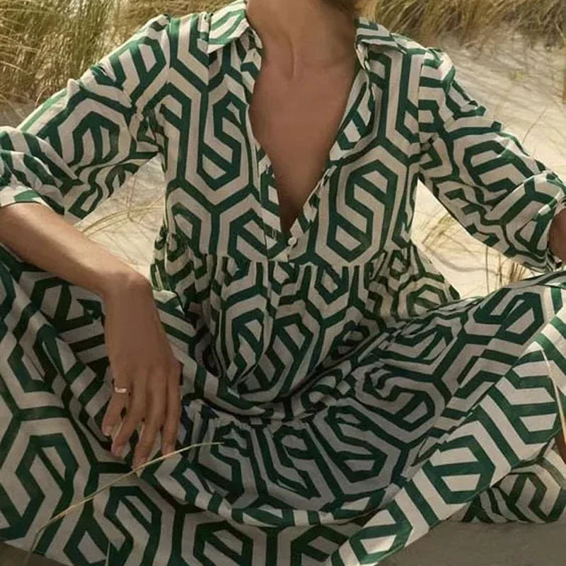 Φόρεμα Μάξι Με Μακριά Μανίκια Και Μπαλόνι