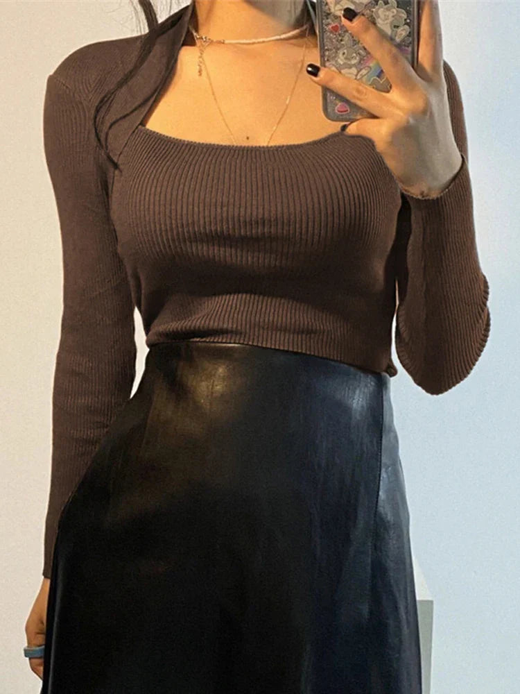 Μπλούζα Με Μπολερό Και Πλεκτό Σχέδιο