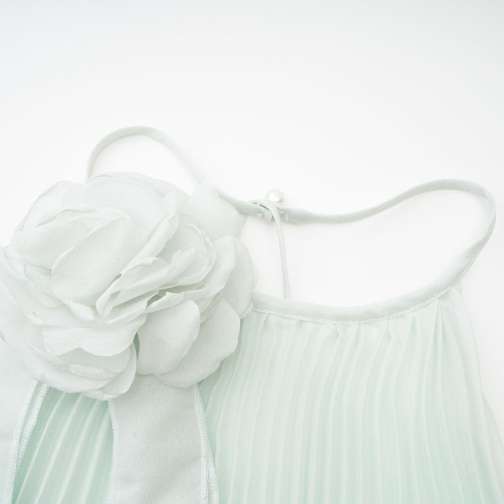 Σετ Ασορτί Πλισέ Τοπ Και Φούστα Fabrizia Με Ψεύτικα Λουλούδια