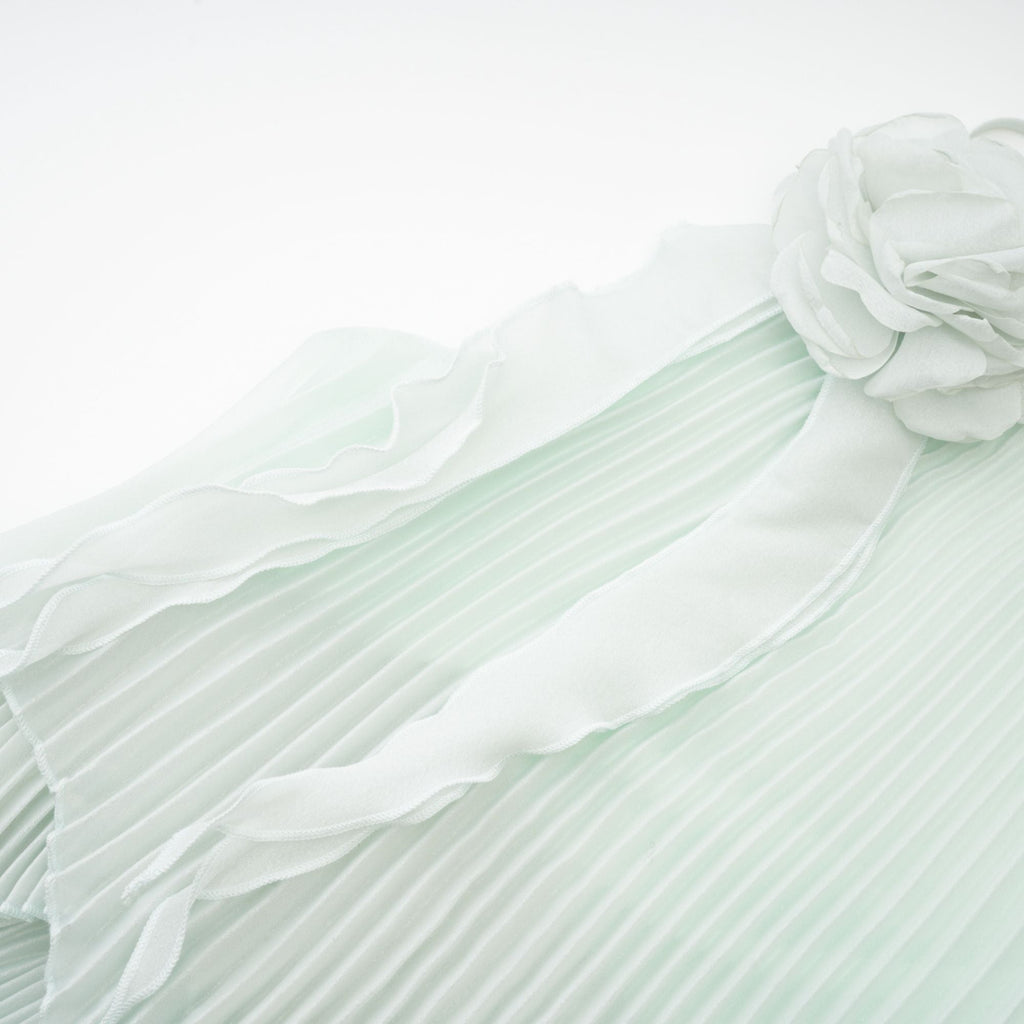 Σετ Ασορτί Πλισέ Τοπ Και Φούστα Fabrizia Με Ψεύτικα Λουλούδια