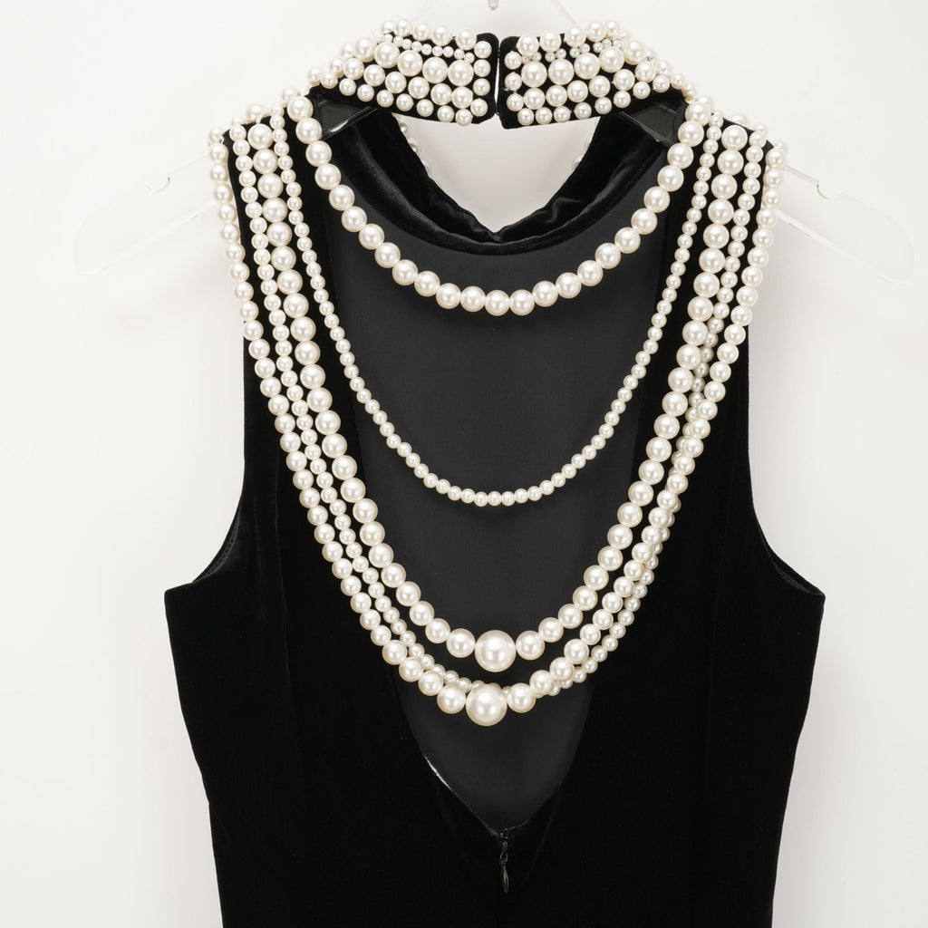 Φόρεμα Από Βελούδο Lucena Με Ψεύτικες Πέρλες Και Κέντημα