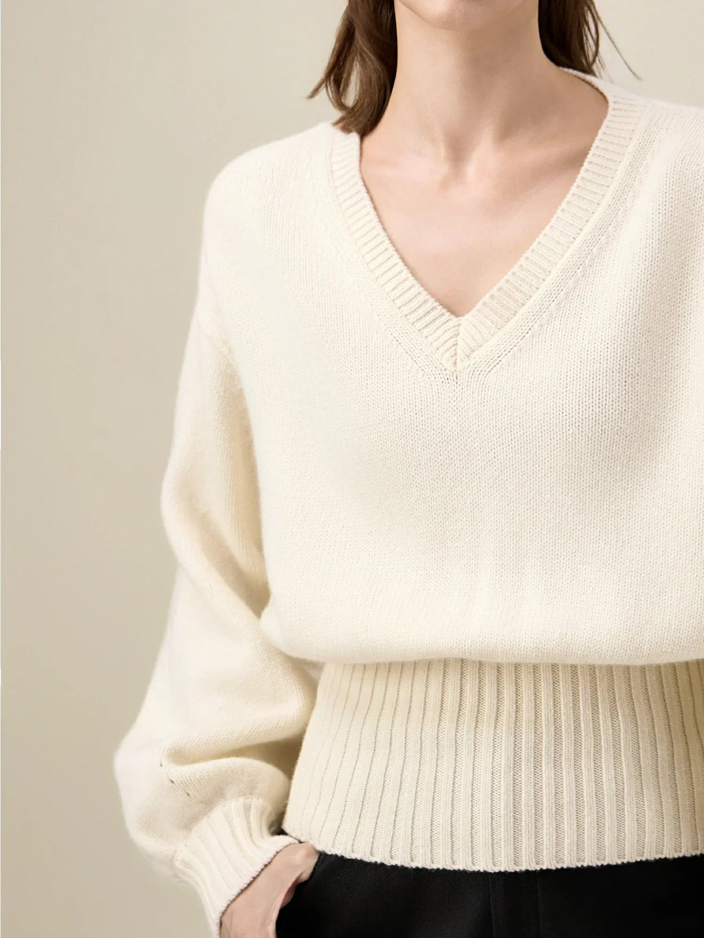 Πουλόβερ Με Μανίκια Και Σύσφιξη Στη Μέση Με Μάλλινο Φανάρι