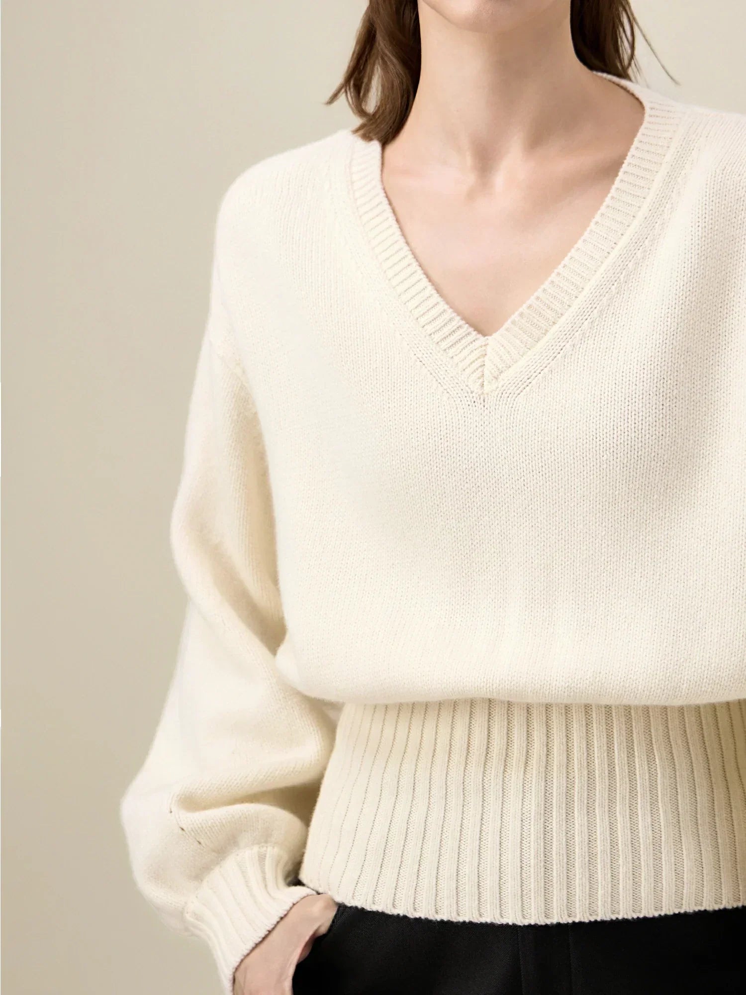 Πουλόβερ Με Μανίκια Και Σύσφιξη Στη Μέση Με Μάλλινο Φανάρι