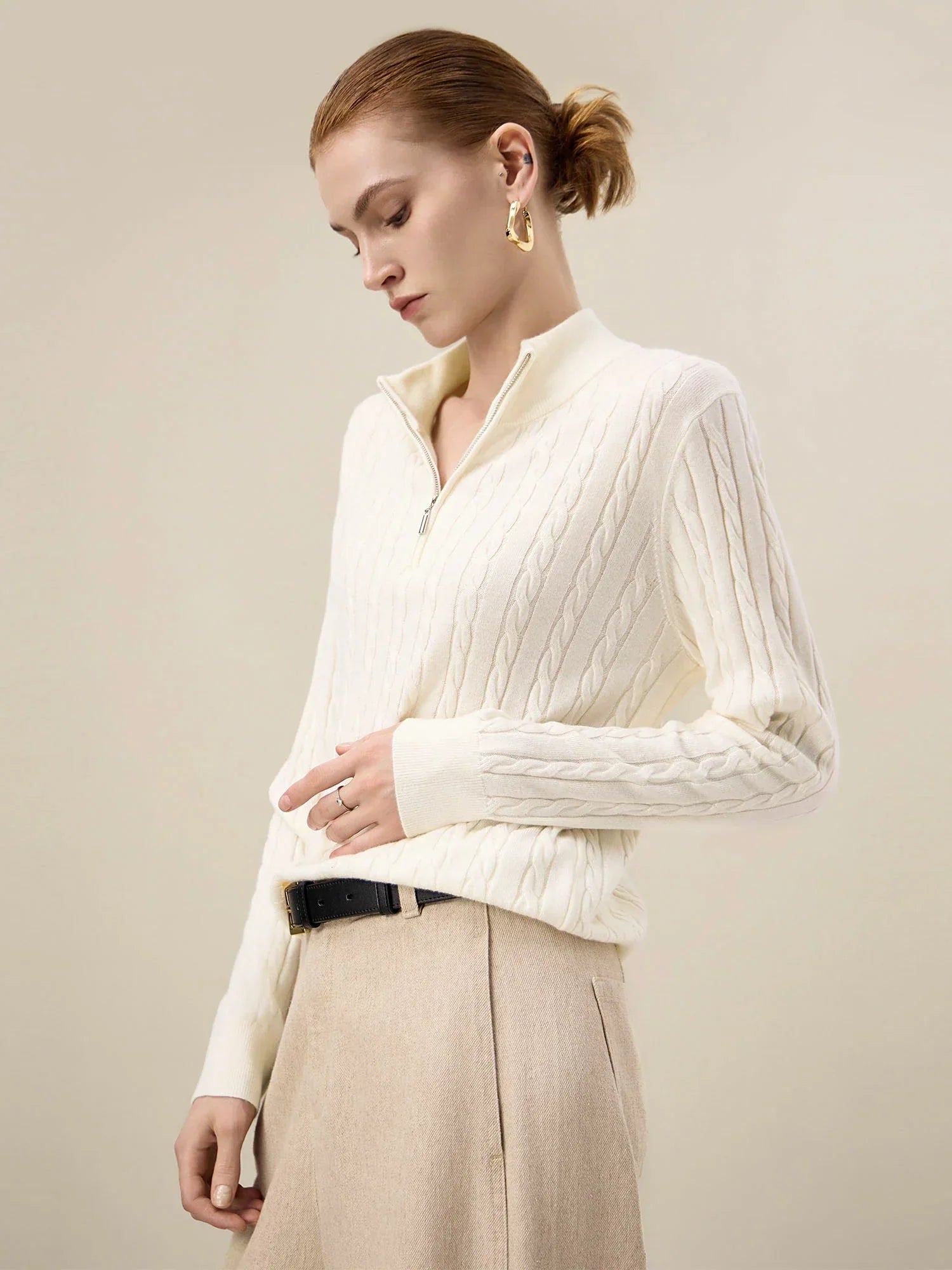 Πουλόβερ Με Φερμουάρ Και Μισό Ζιβάγκο Από Μαλλί