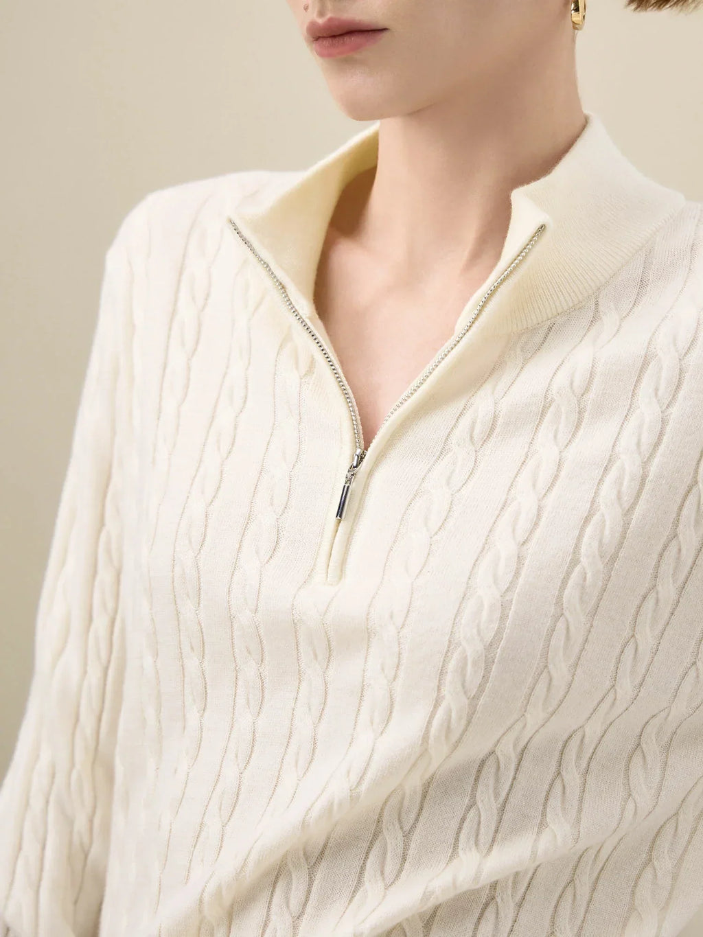 Πουλόβερ Με Φερμουάρ Και Μισό Ζιβάγκο Από Μαλλί