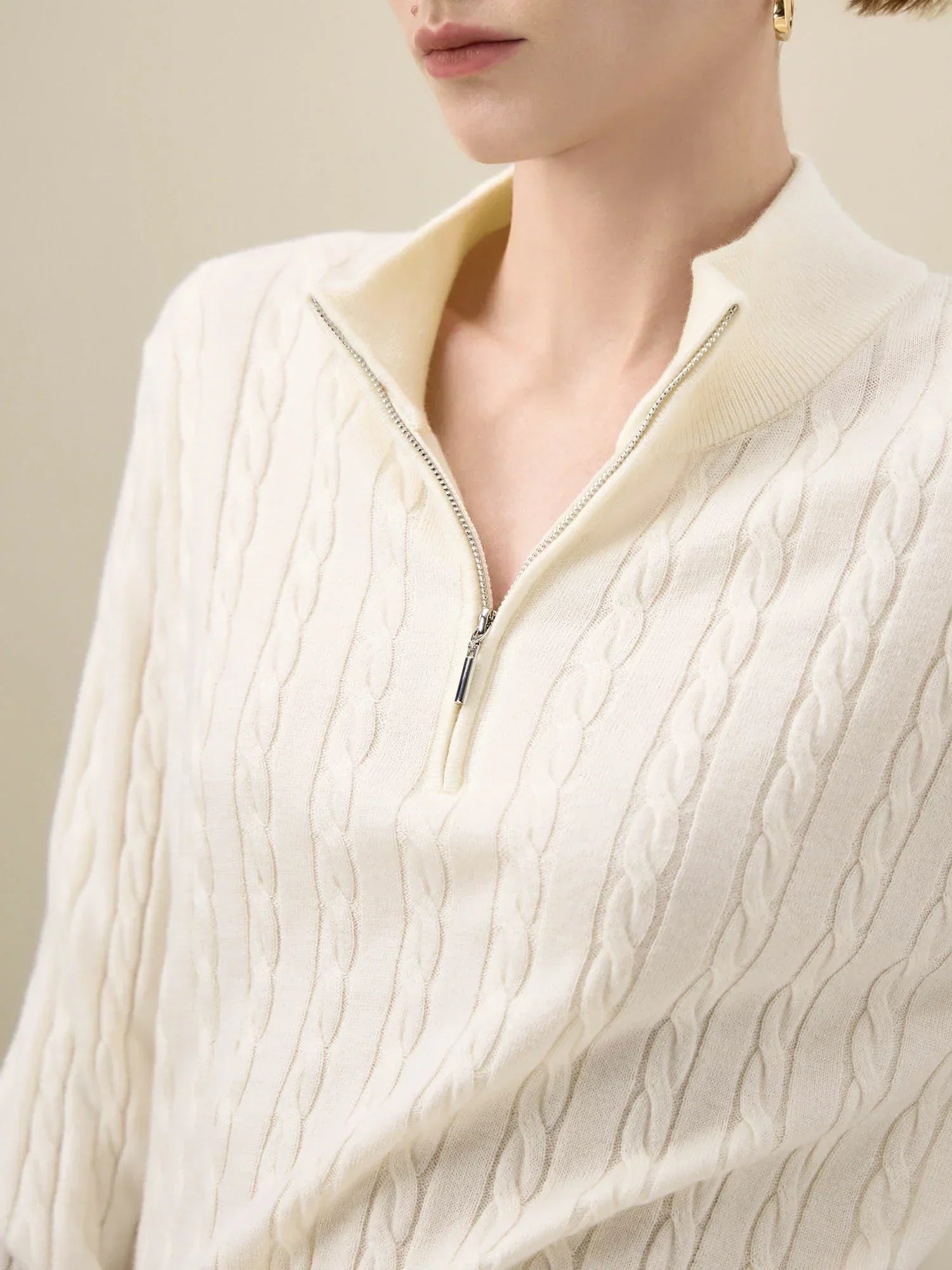 Πουλόβερ Με Φερμουάρ Και Μισό Ζιβάγκο Από Μαλλί