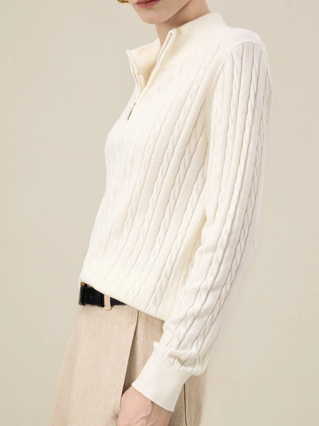 Πουλόβερ Με Φερμουάρ Και Μισό Ζιβάγκο Από Μαλλί