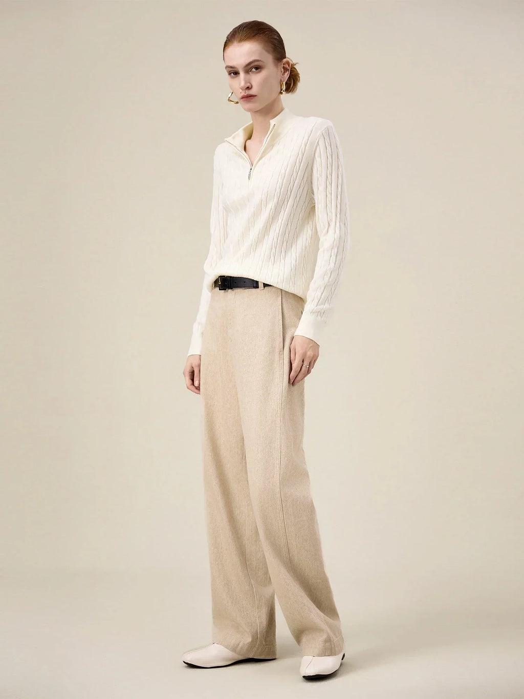 Πουλόβερ Με Φερμουάρ Και Μισό Ζιβάγκο Από Μαλλί