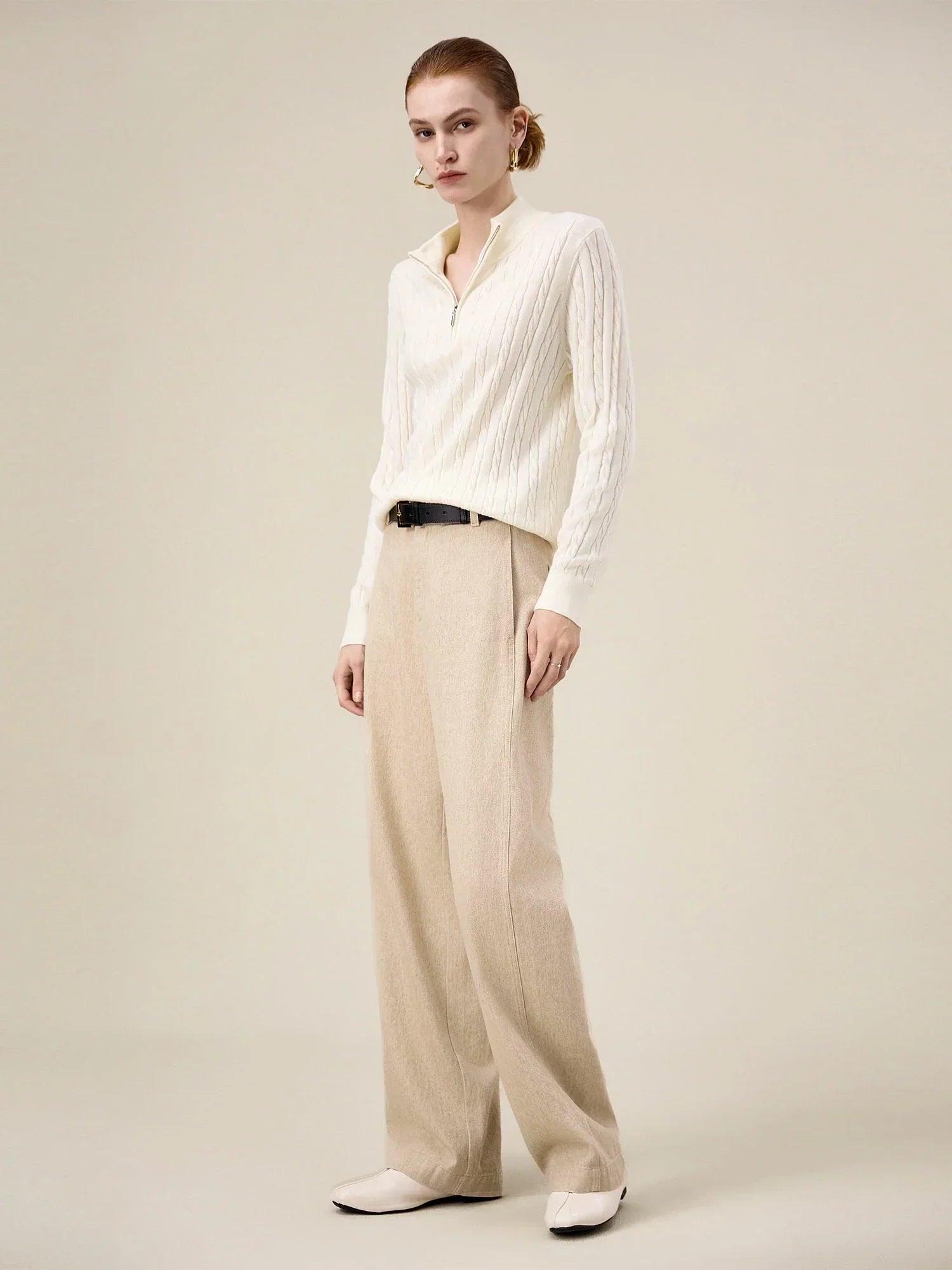 Πουλόβερ Με Φερμουάρ Και Μισό Ζιβάγκο Από Μαλλί