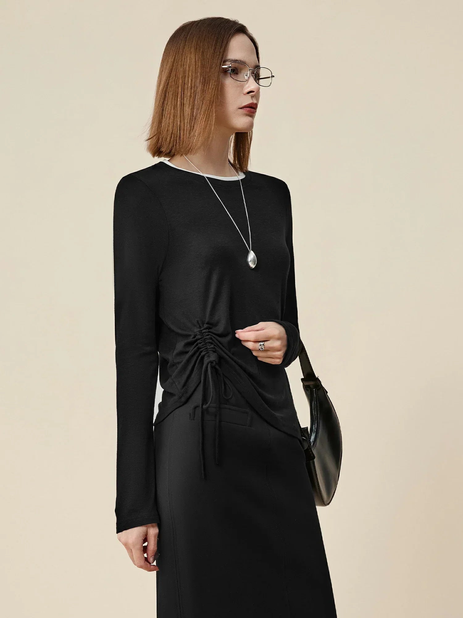 Μπλούζα Με Κορδόνια Από Lyocell Και Μαλλί