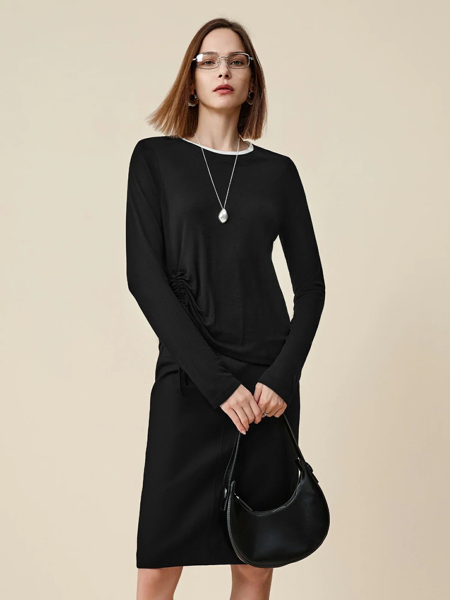 Μπλούζα Με Κορδόνια Από Lyocell Και Μαλλί