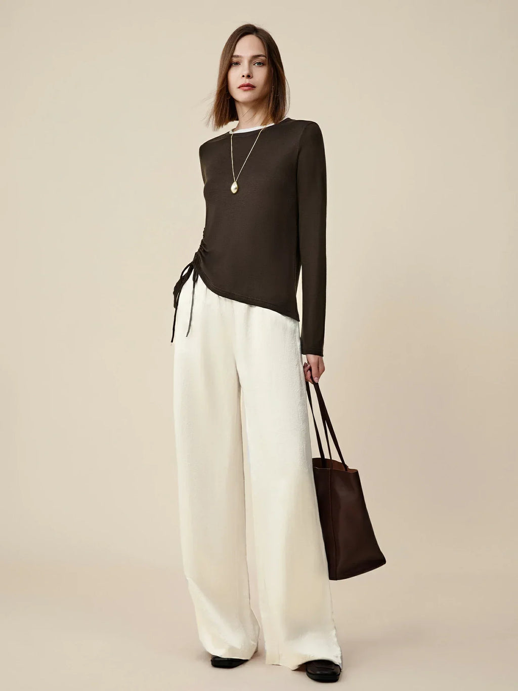 Μπλούζα Με Κορδόνια Από Lyocell Και Μαλλί