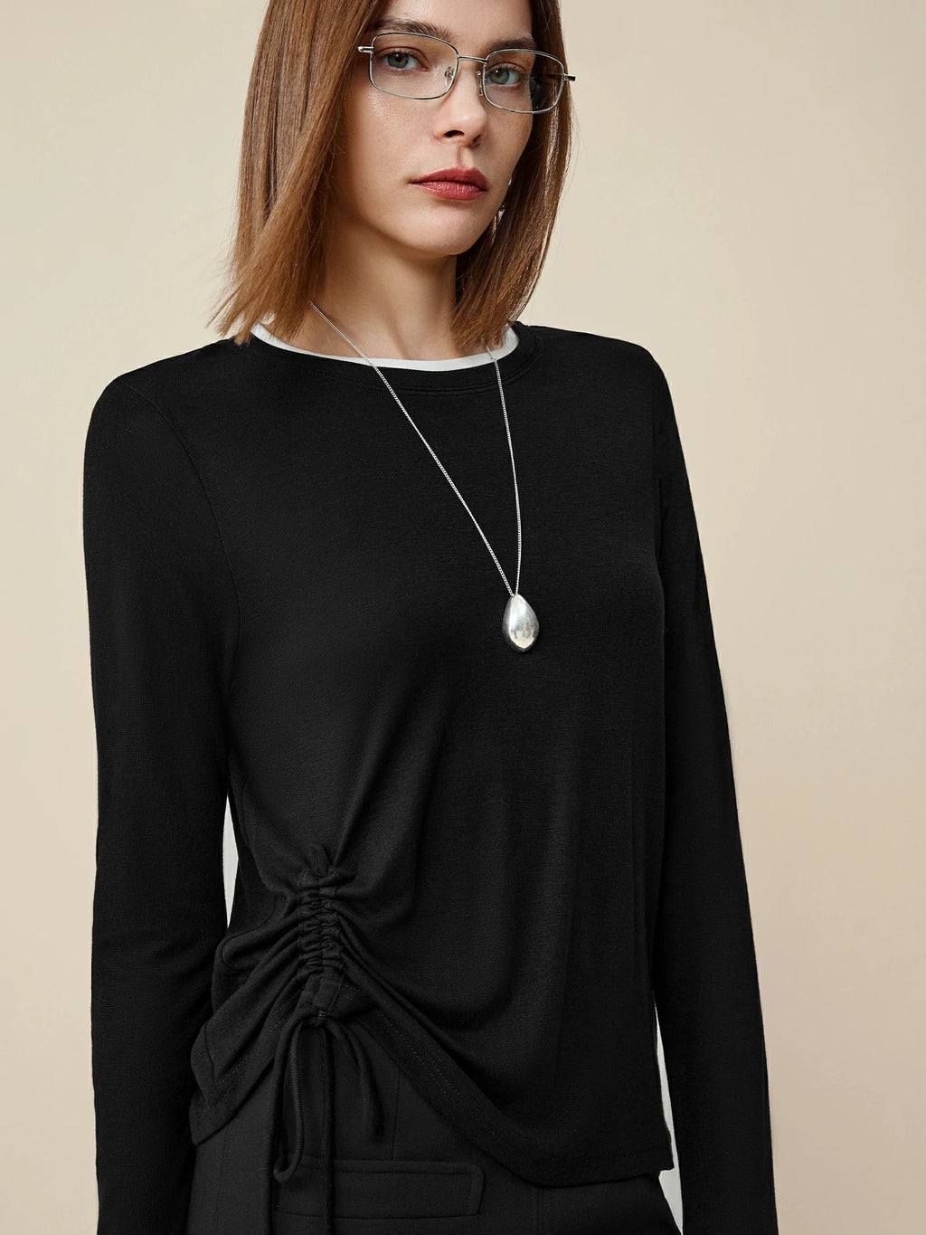 Μπλούζα Με Κορδόνια Από Lyocell Και Μαλλί