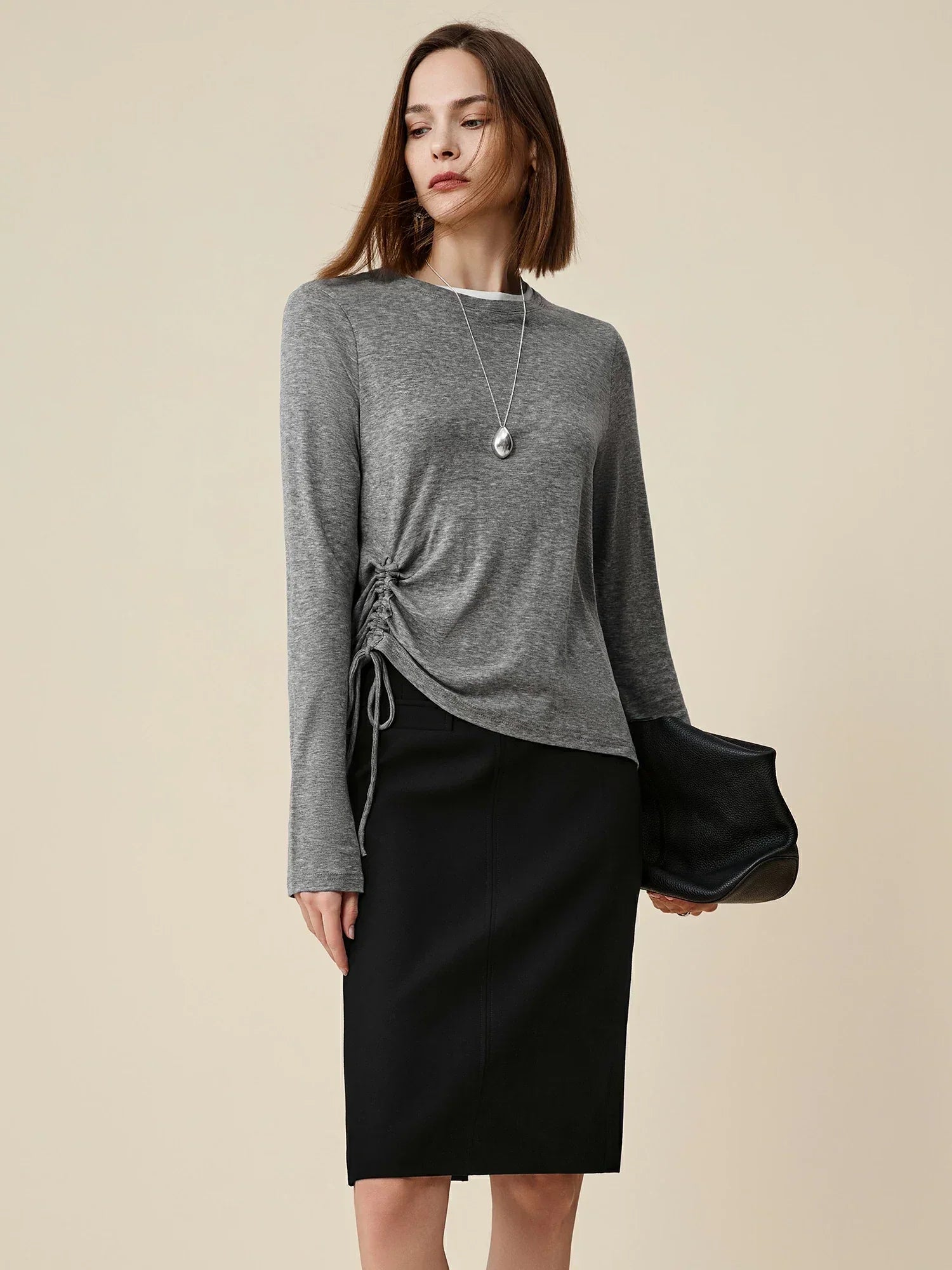 Μπλούζα Με Κορδόνια Από Lyocell Και Μαλλί