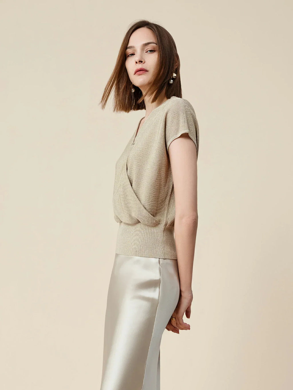 Χρυσό, Ασημένιο Κλωστή, Κοντό Μανίκι, Μπλούζα Με Κοντό Μανίκι, Από Ασήμι Και Χρυσή Κλωστ