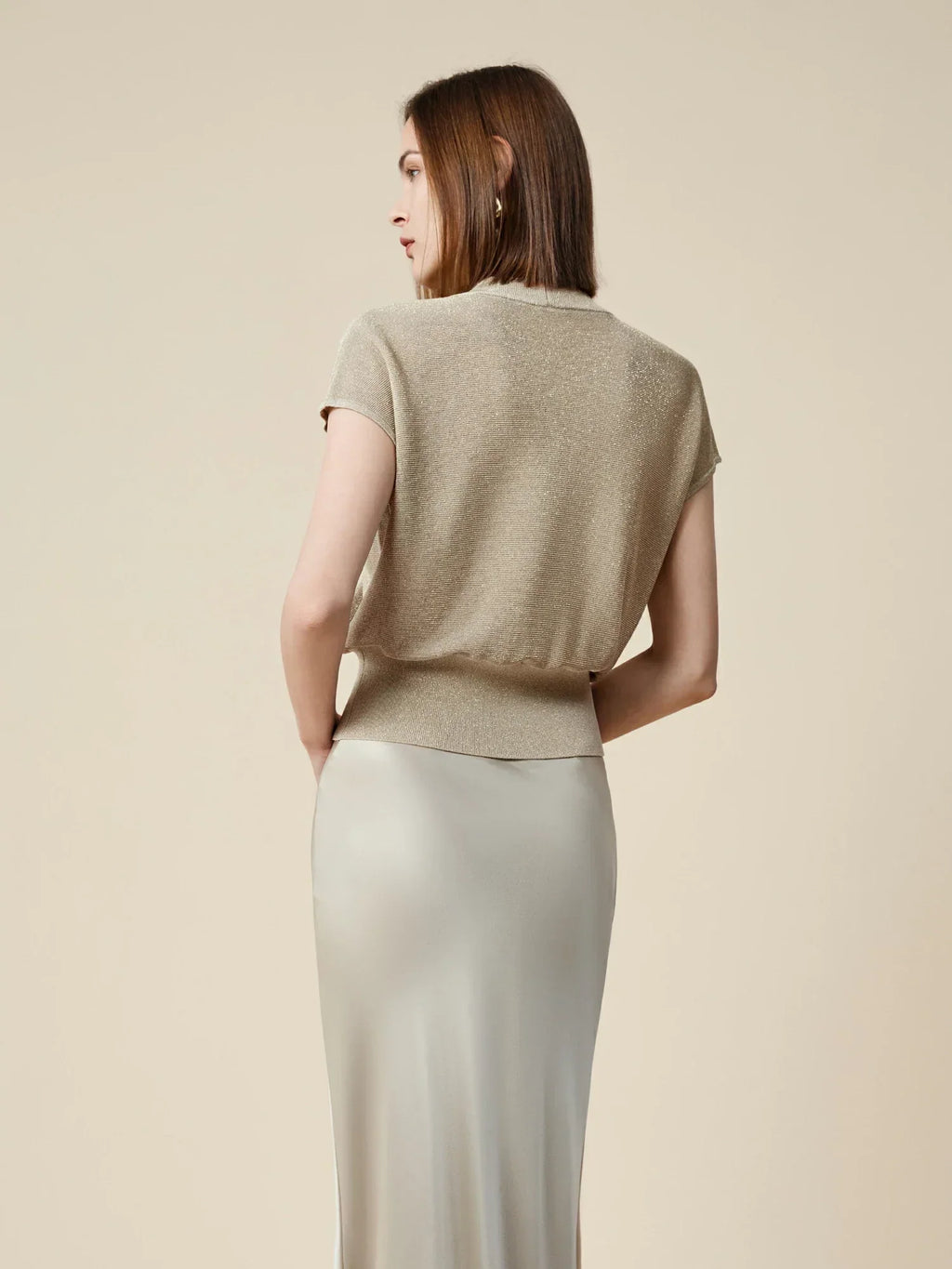 Χρυσό, Ασημένιο Κλωστή, Κοντό Μανίκι, Μπλούζα Με Κοντό Μανίκι, Από Ασήμι Και Χρυσή Κλωστ