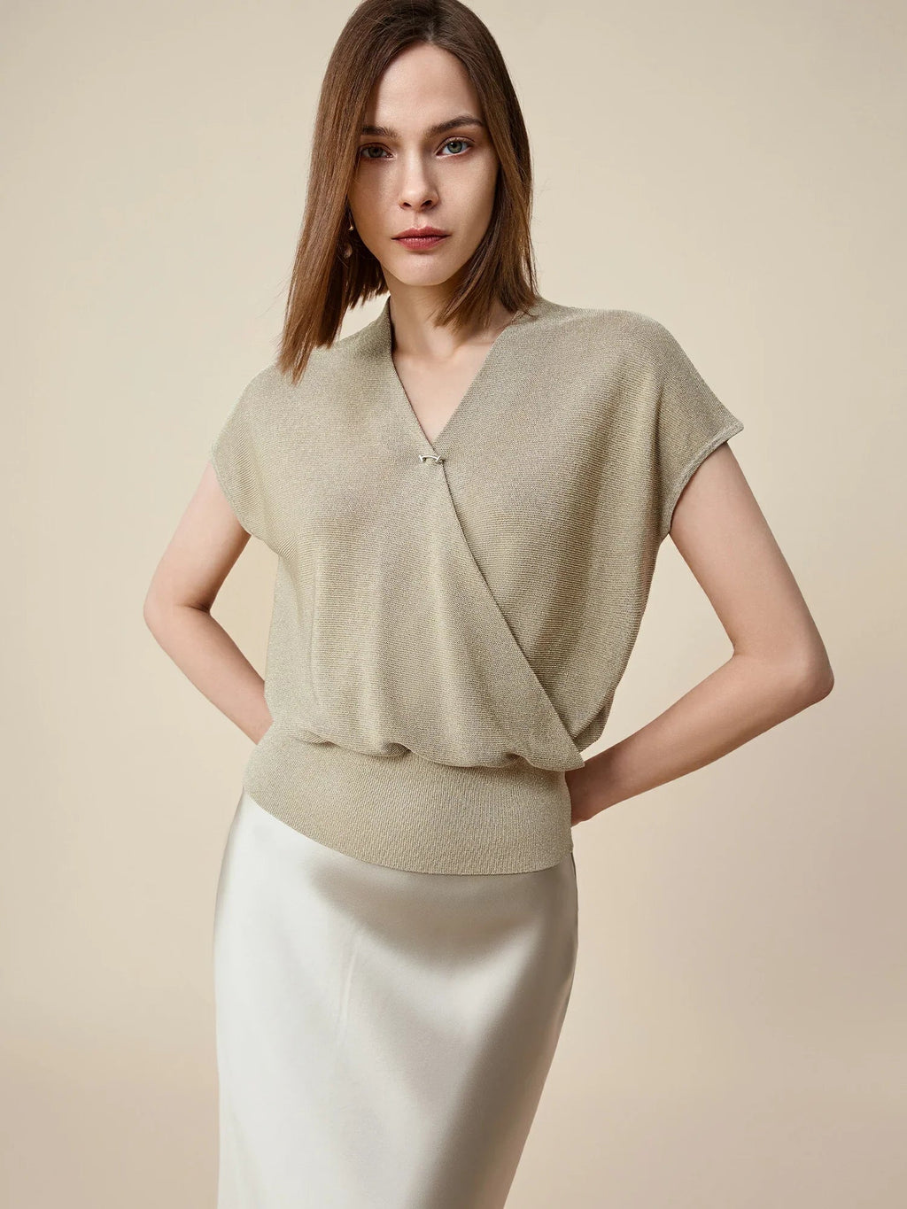 Χρυσό, Ασημένιο Κλωστή, Κοντό Μανίκι, Μπλούζα Με Κοντό Μανίκι, Από Ασήμι Και Χρυσή Κλωστ