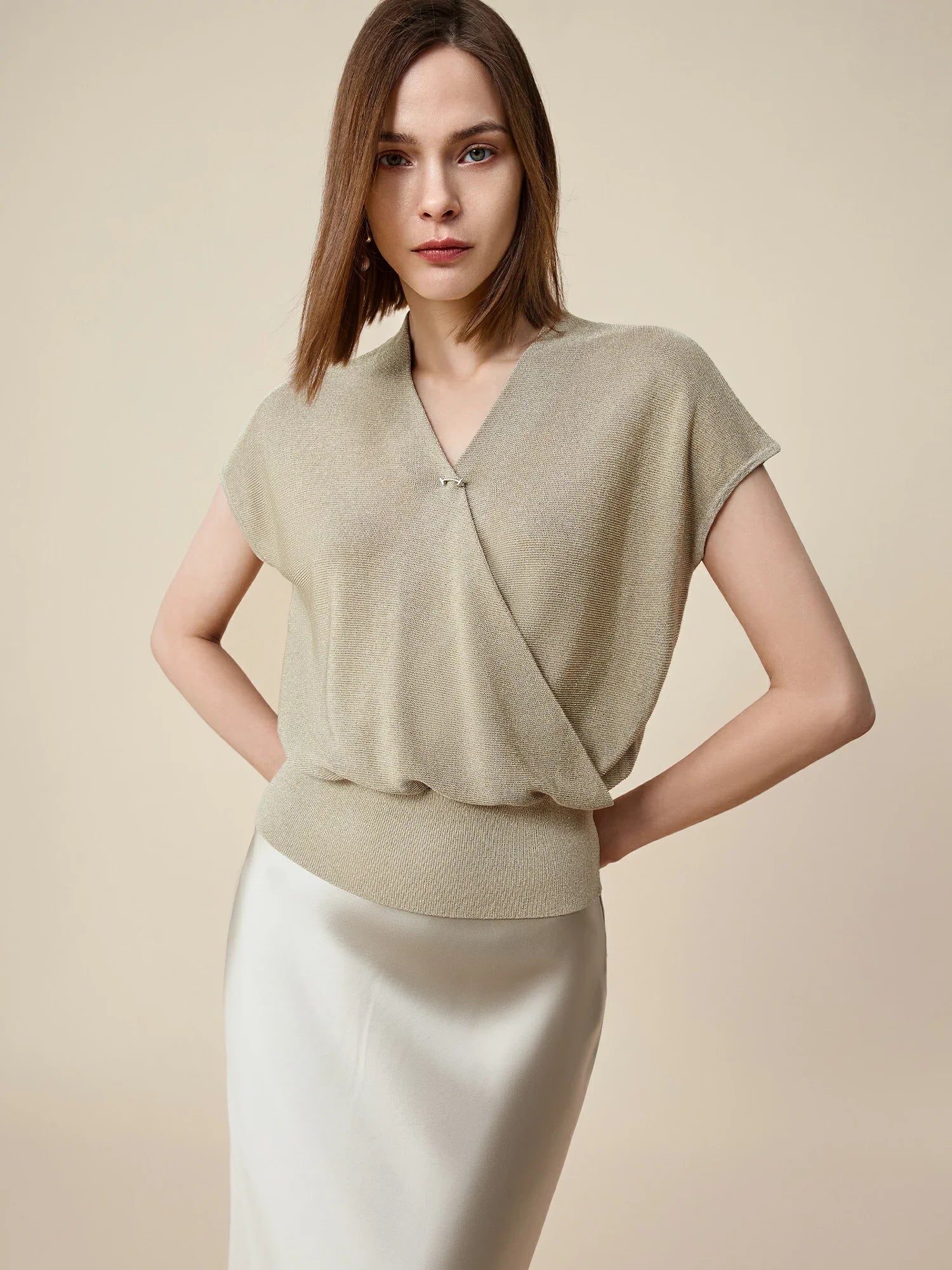 Χρυσό, Ασημένιο Κλωστή, Κοντό Μανίκι, Μπλούζα Με Κοντό Μανίκι, Από Ασήμι Και Χρυσή Κλωστ