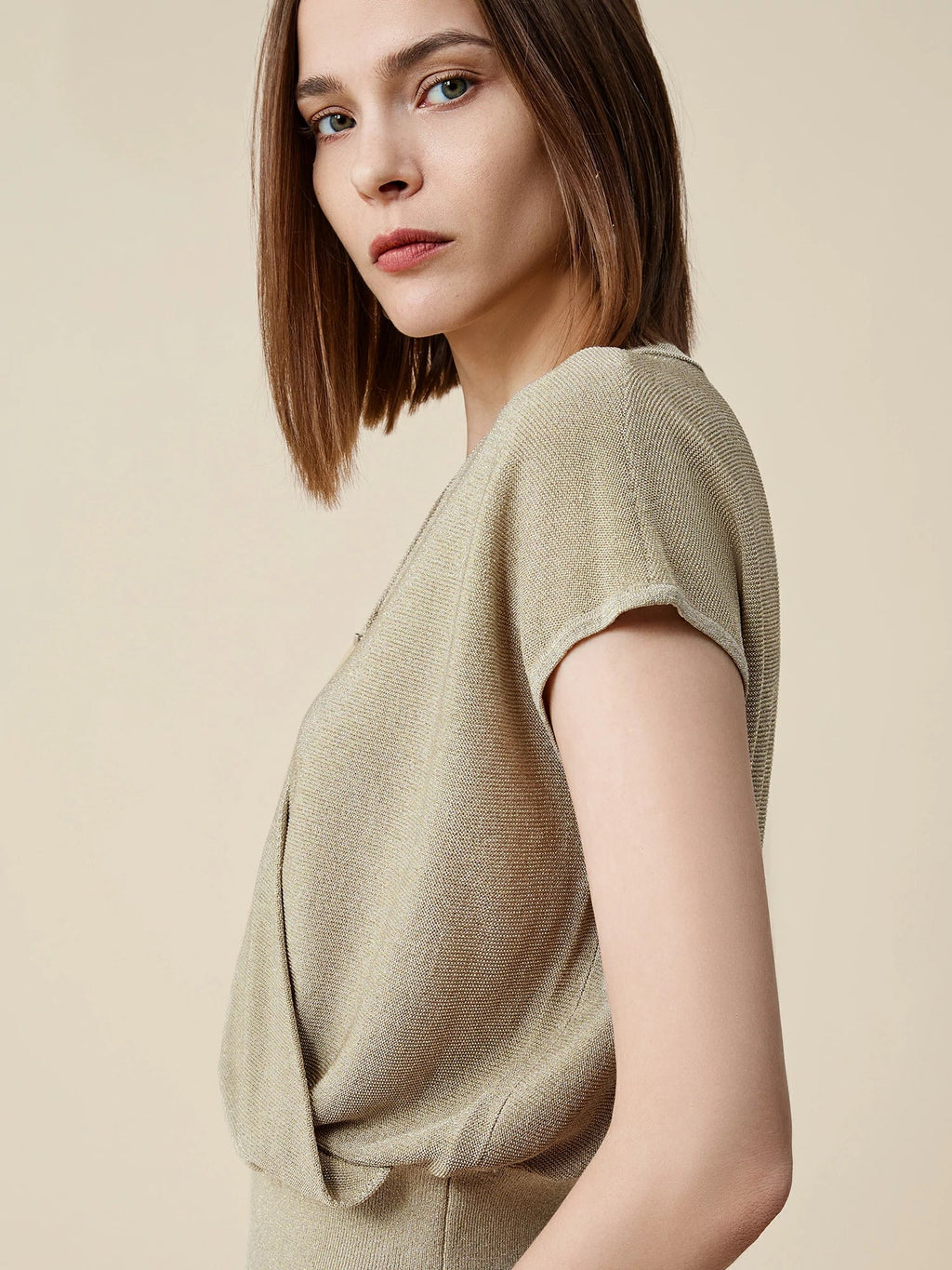 Χρυσό, Ασημένιο Κλωστή, Κοντό Μανίκι, Μπλούζα Με Κοντό Μανίκι, Από Ασήμι Και Χρυσή Κλωστ