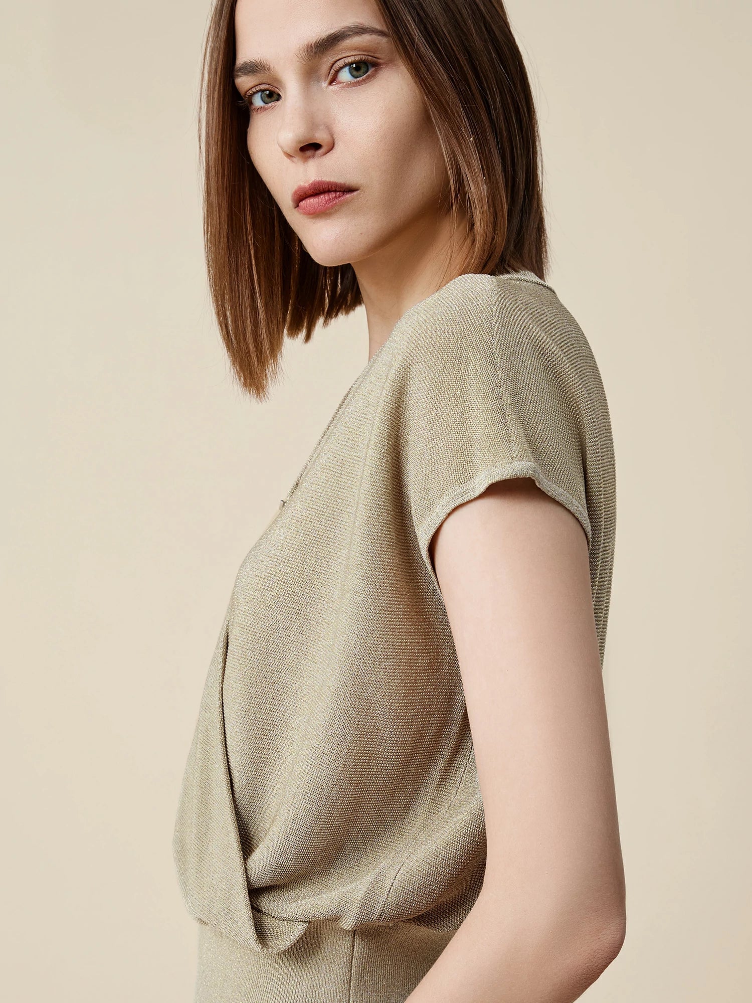 Χρυσό, Ασημένιο Κλωστή, Κοντό Μανίκι, Μπλούζα Με Κοντό Μανίκι, Από Ασήμι Και Χρυσή Κλωστ