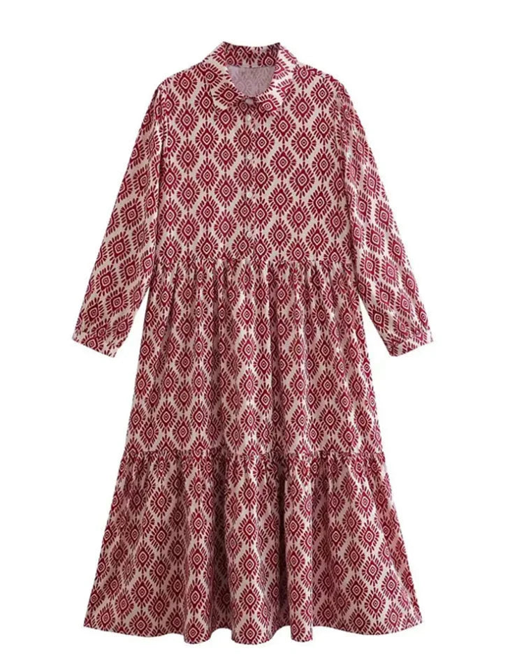 Φόρεμα Μάξι Με Μακριά Μανίκια Και Μπαλόνι