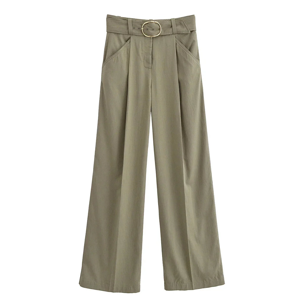 Παντελόνι Με Λεπτή Ζώνη Και Φαρδιά Γραμμή