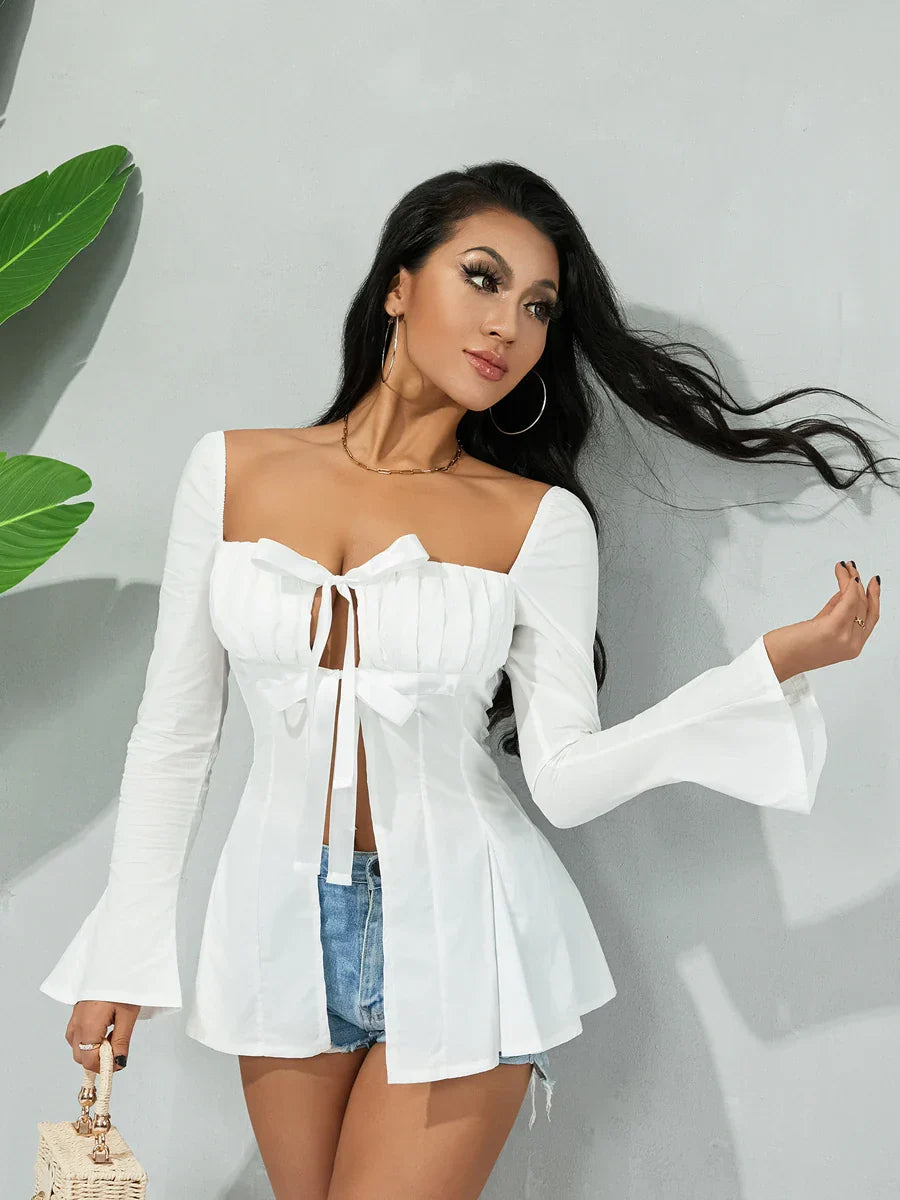 Μπλούζα Με Γραβάτα Από Γαλλικό Μοντέλο