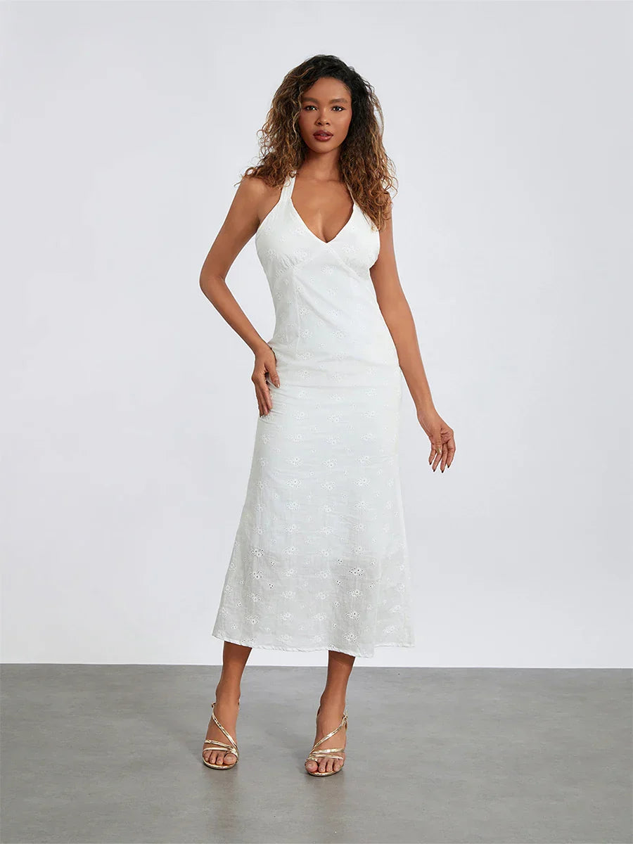 Φόρεμα Με V Λαιμόκοψη Και Σχέδιο Από Ύφασμα