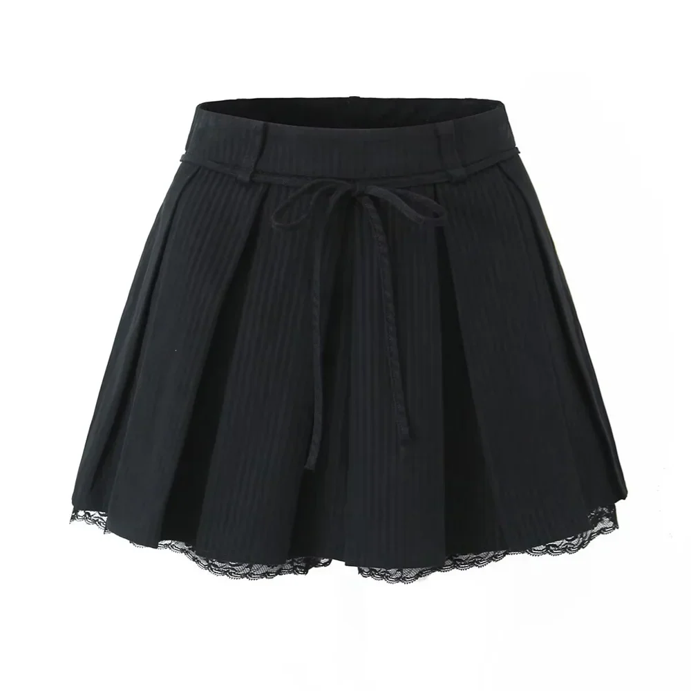 Σετ Γιλέκου Και Φούστας Με Πτυχώσεις Και Δαντέλα