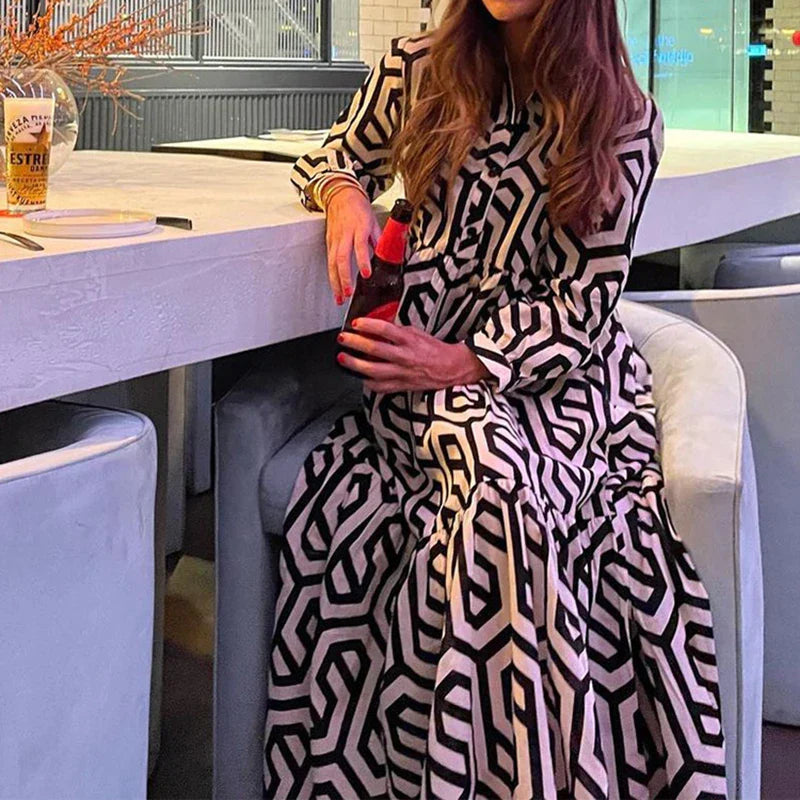 Φόρεμα Μάξι Με Μακριά Μανίκια Και Μπαλόνι