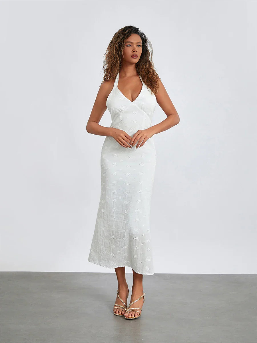 Φόρεμα Με V Λαιμόκοψη Και Σχέδιο Από Ύφασμα