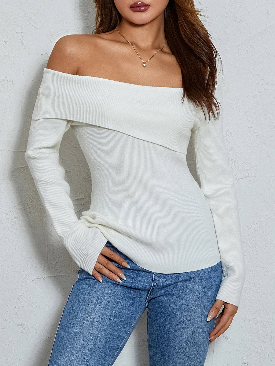 Πλεκτή Μπλούζα Με Έναν Ώμο