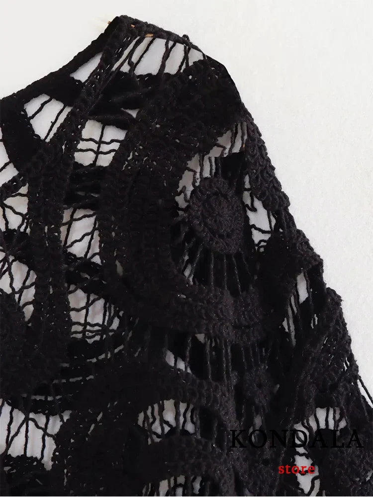 Μπλούζα Με Μακριά Μανίκια Και Πλεκτή Δαντέλα