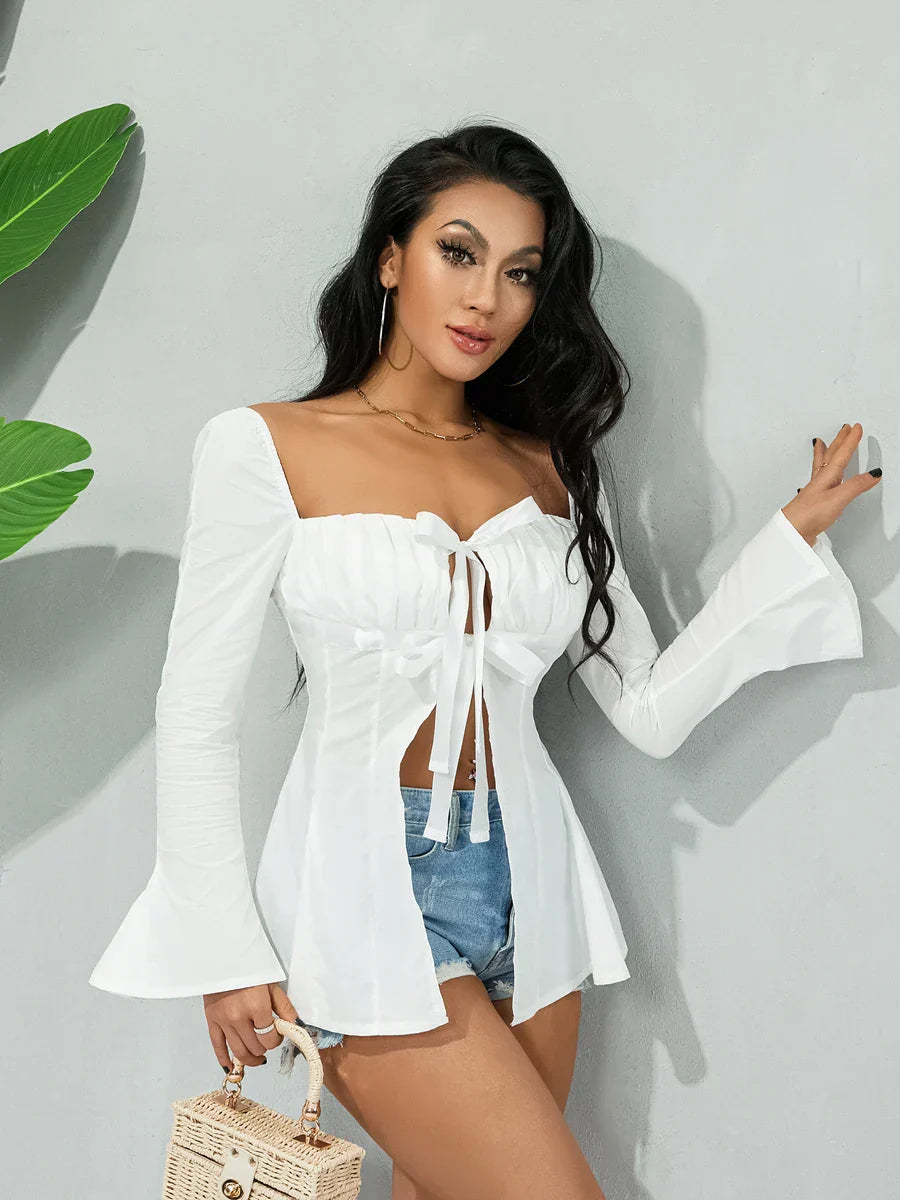 Μπλούζα Με Γραβάτα Από Γαλλικό Μοντέλο