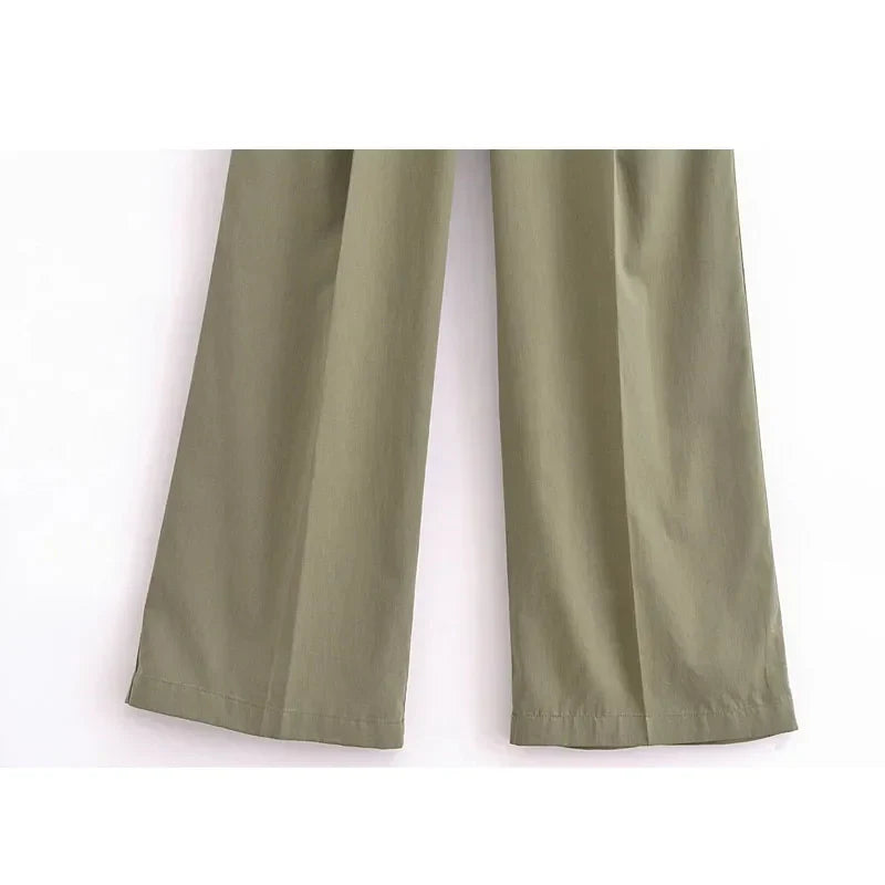 Παντελόνι Με Λεπτή Ζώνη Και Φαρδιά Γραμμή