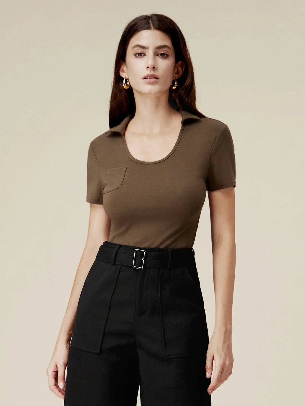 Βαμβακερό Τοπ Με Στενή Εφαρμογή Και Ριμπ Πλέξη