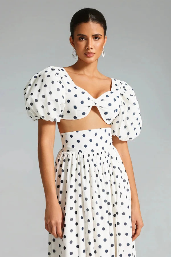 Σετ Τοπ Και Φούστας Με Πουά Από Την Atarrah