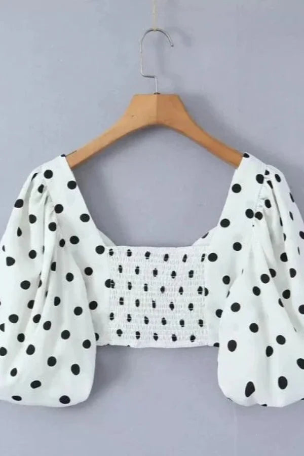 Σετ Τοπ Και Φούστας Με Πουά Από Την Atarrah