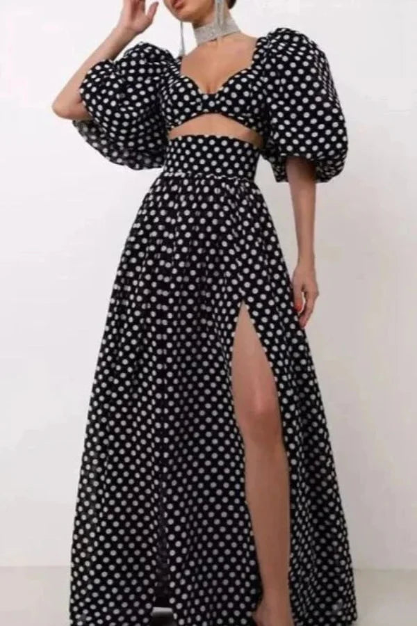 Σετ Τοπ Και Φούστας Με Πουά Από Την Atarrah