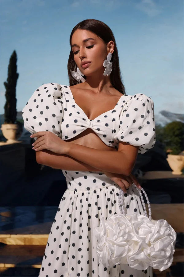 Σετ Τοπ Και Φούστας Με Πουά Από Την Atarrah