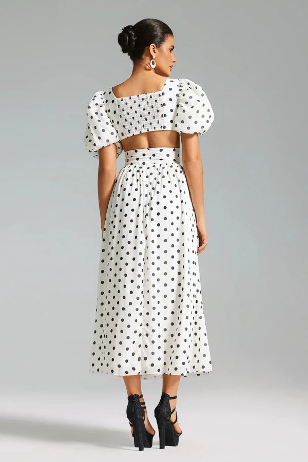 Σετ Τοπ Και Φούστας Με Πουά Από Την Atarrah