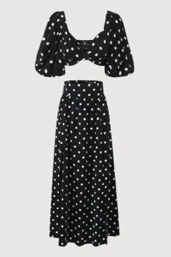 Σετ Τοπ Και Φούστας Με Πουά Από Την Atarrah